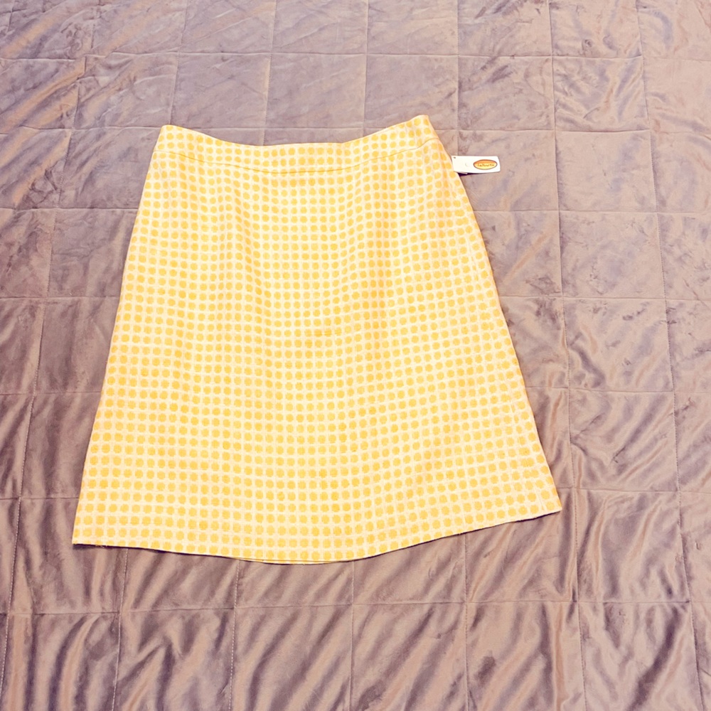 Yellow and White Houndstooth Skirt